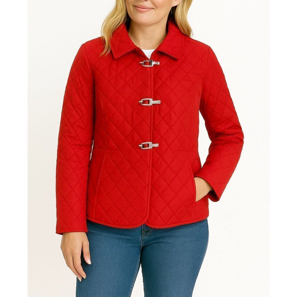 Michael Michael kors red quilted silver clasp jacket size small